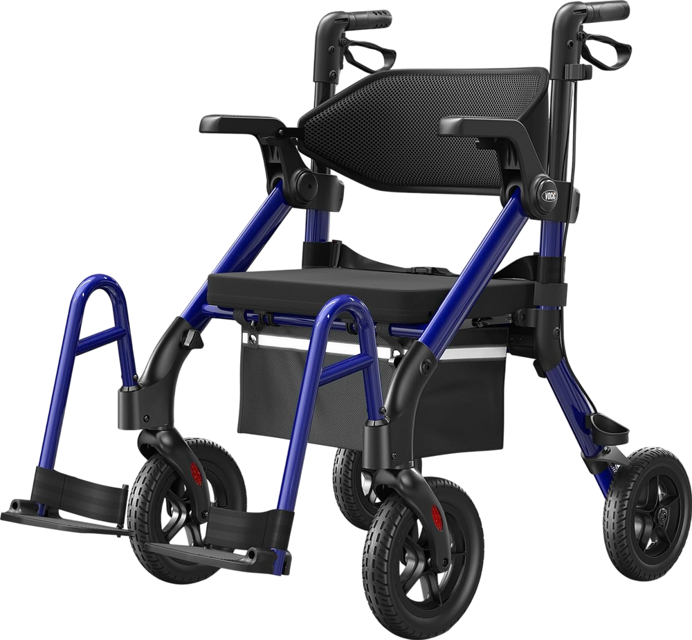 Vocic Z55 2-in-1 Rollator and Transport Chair Heavy-Duty