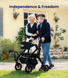 Vocic Z55 2-in-1 Rollator and Transport Chair Heavy-Duty All-Terrain No-Bend Footrest 300 Lb Capacity New