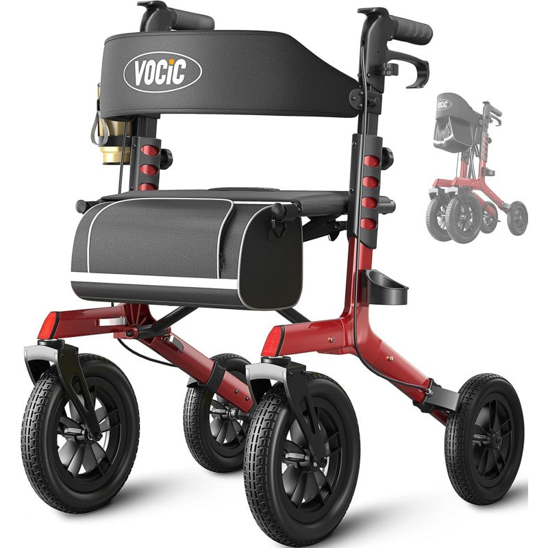 Vocic Z57 Outdoor Rollator Walker with 12" All-Terrain Wheels 300 Lbs. Capacity New
