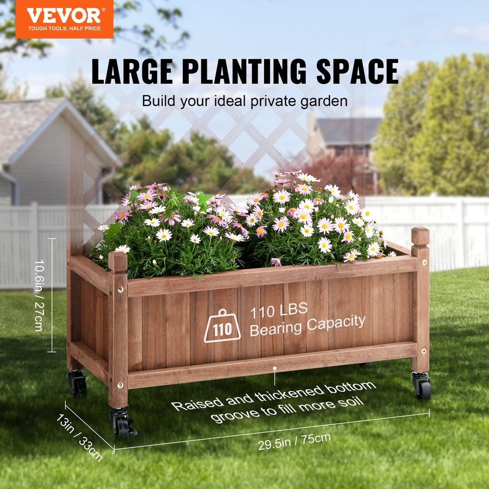 Vevor Raised Garden Bed with Trellis 60" x 13" x 61.4" Drainage Holes Standing Wood Planter 2 PCS New