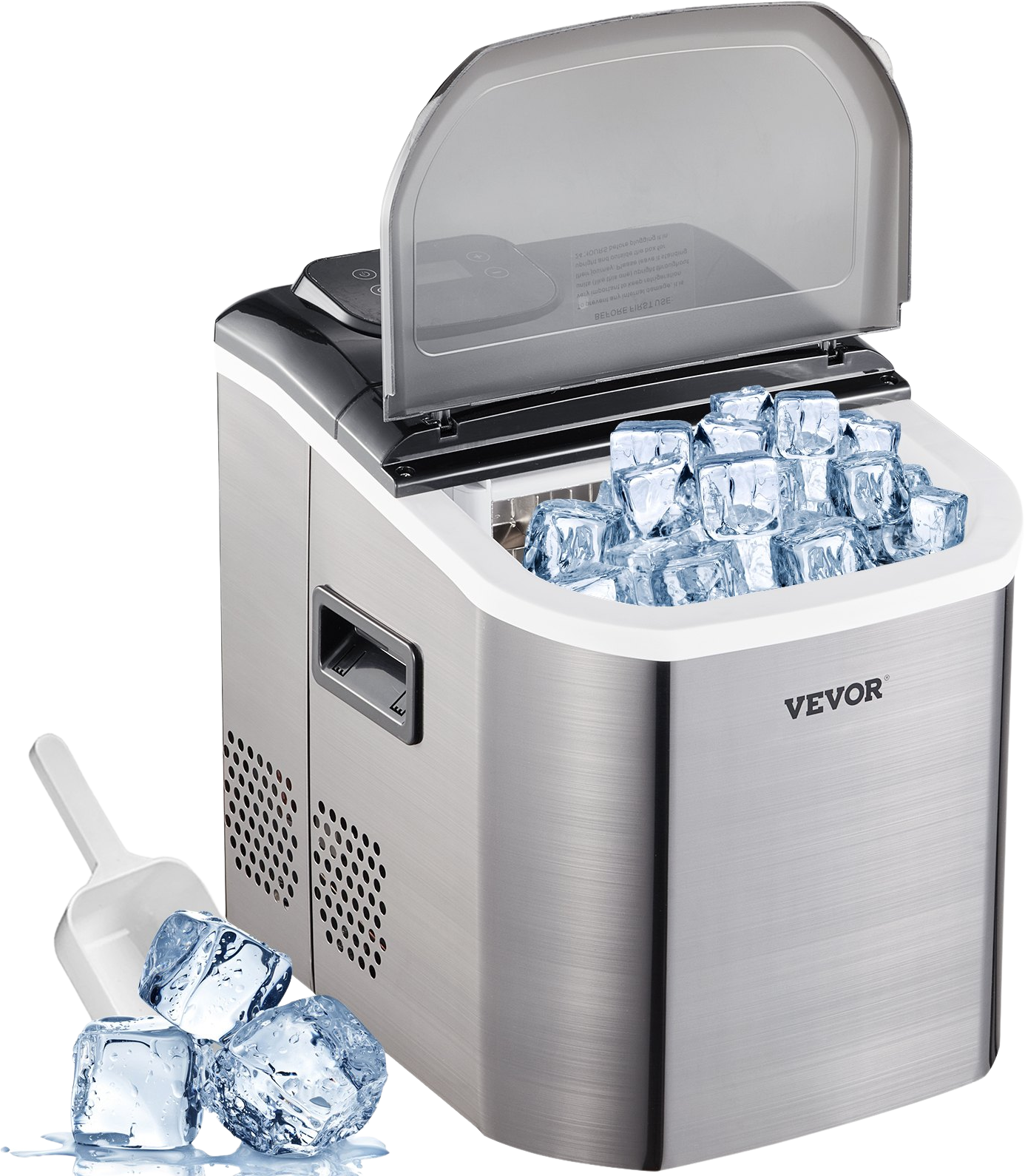 Vevor Countertop Ice Maker 40 Lbs. in 24 Hrs. 110V Compact Self-Cleaning Silver New