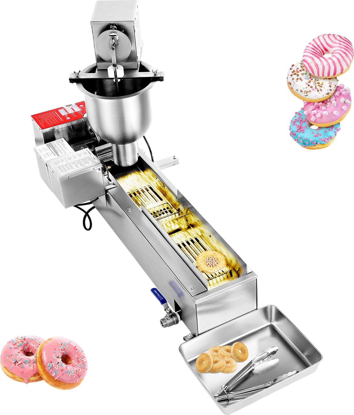 Vevor Commercial Donut Maker Automatic 90 PCS/Hr Single Row Stainless Steel 1.5 Gal Hopper New
