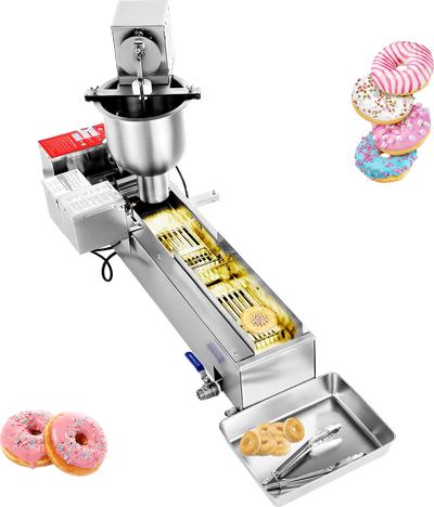 Vevor Commercial Donut Maker Automatic 90 PCS/Hr Single Row Stainless Steel 1.5 Gal Hopper New