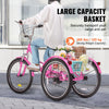 Vevor Adult Tricycle 26" 7-Speed Folding Carbon Steel Cruiser with Large Basket and Adjustable Seat New