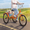 Vevor Adult Tricycle 24" 7-Speed Folding Carbon Steel Cruiser with Large Basket and Adjustable Seat New