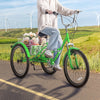 Vevor Adult Tricycle 20" 1-Speed Folding Carbon Steel Cruiser with Large Basket and Adjustable Seat New