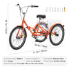 Vevor Adult Tricycle 24" 1-Speed Folding Aluminum Alloy Cruiser with Large Basket and Adjustable Seat New