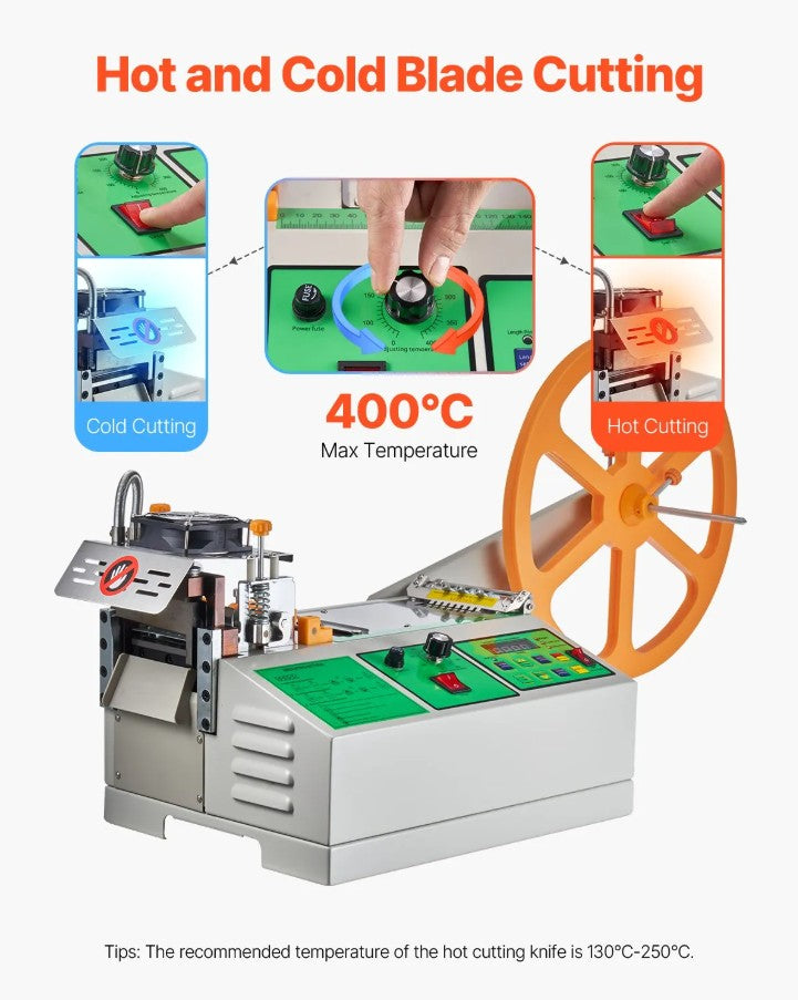 Vevor Automatic Webbing and Ribbon Cutting Machine Hot and Cold 60-120 Cut/Min New
