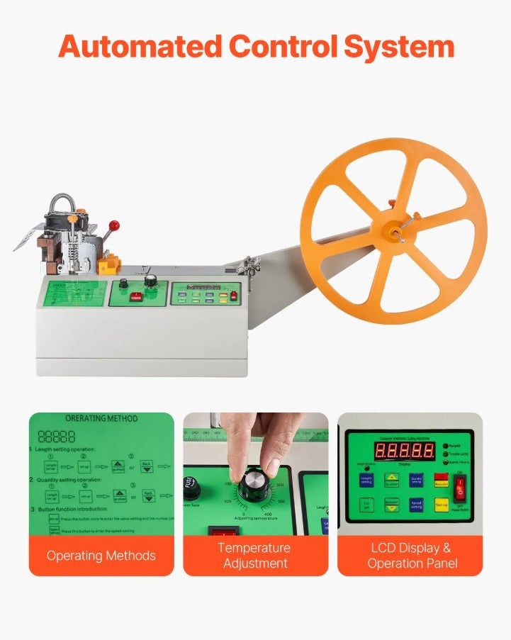 Vevor Automatic Webbing and Ribbon Cutting Machine Hot and Cold 60-120 Cut/Min New