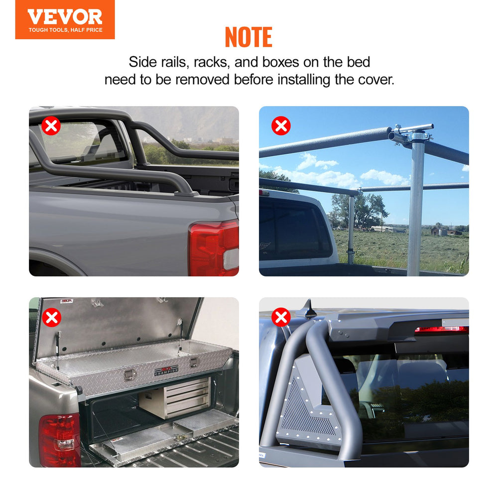 Vevor Tonneau Cover Tri-Fold for 5.7' Truck Bed 2009-2024 Dodge Ram 1500 Aluminum Panel Anti-Loose Clamps New