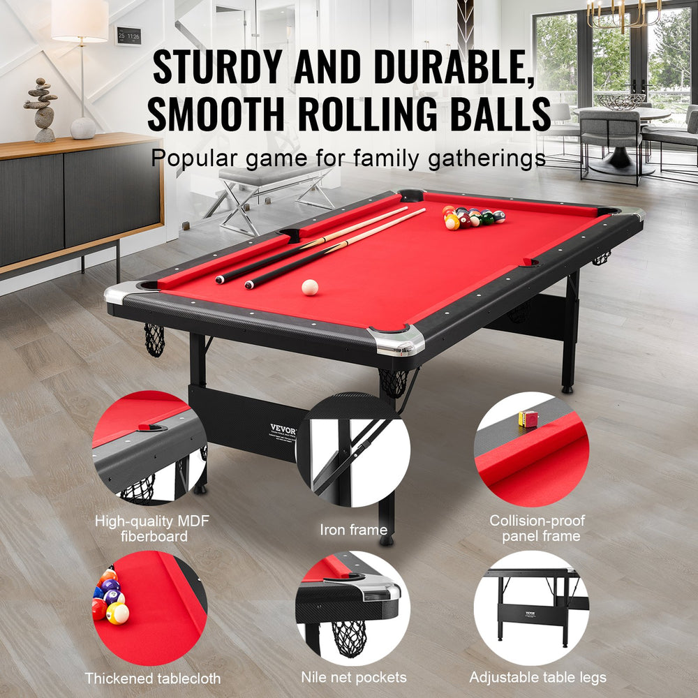 Vevor Billiards Table 7' Foldable Pool Table Set Includes Balls and Cues New