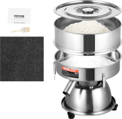 Vevor Sieve Machine Electric Vibrating Sifter 45W Automatic 10+60 Mesh Stainless Steel for Powders and Liquids New