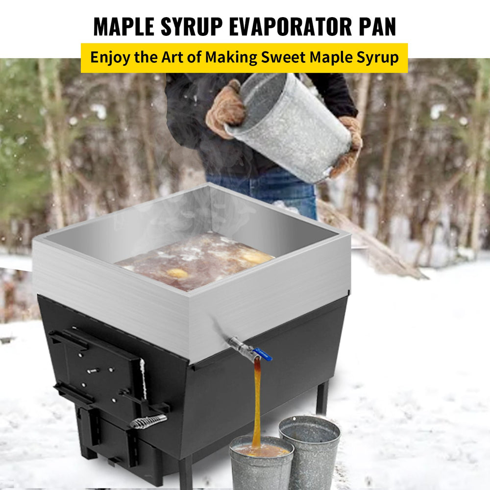 Vevor Evaporator Pan 24" x 24" x 9.5" Stainless Steel Maple Syrup Boiling Kit with Valve New