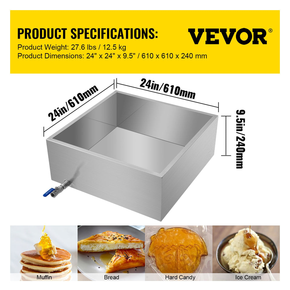 Vevor Evaporator Pan 24" x 24" x 9.5" Stainless Steel Maple Syrup Boiling Kit with Valve New