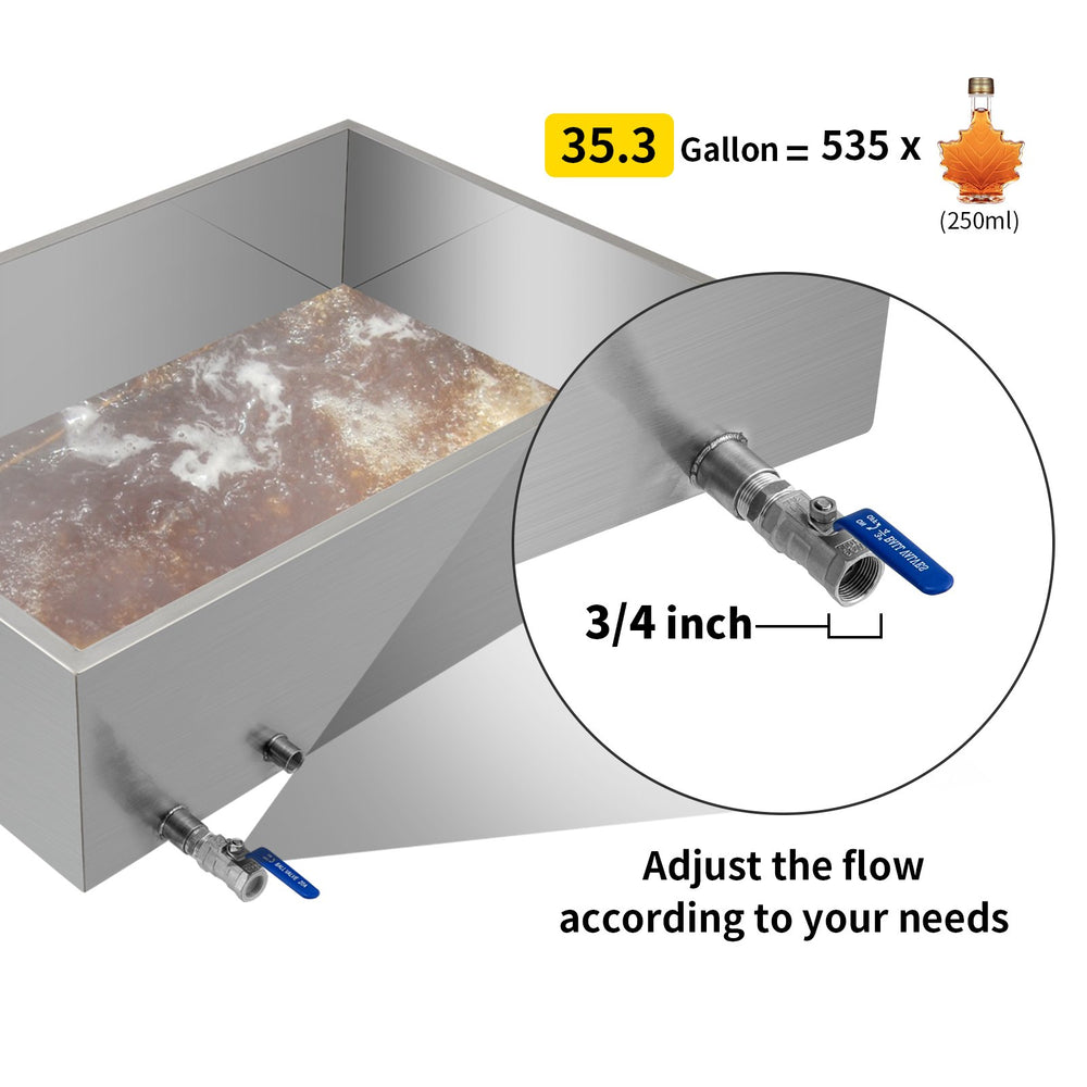 Vevor Evaporator Pan 36" x 24" x 9.5" Stainless Steel Maple Syrup Boiling Kit with Valve New