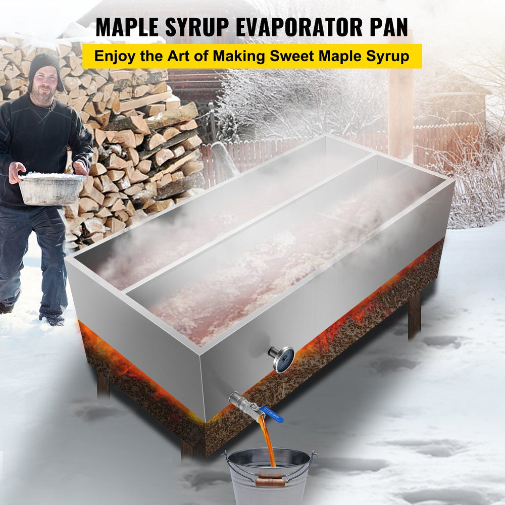 Vevor Evaporator Pan 48" x 24" x 9.4" Stainless Steel Maple Syrup Boiling Kit with Thermometer and Divider Pan New