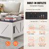 Vevor Farmhouse Coffee Table 36" Square with Split Hinged & Hydraulic Lift Top and Hidden Storage New