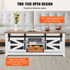 Vevor Farmhouse Coffee Table 48" 2-Tier Rustic Wood with Sliding Barn Doors and Removable Shelves New