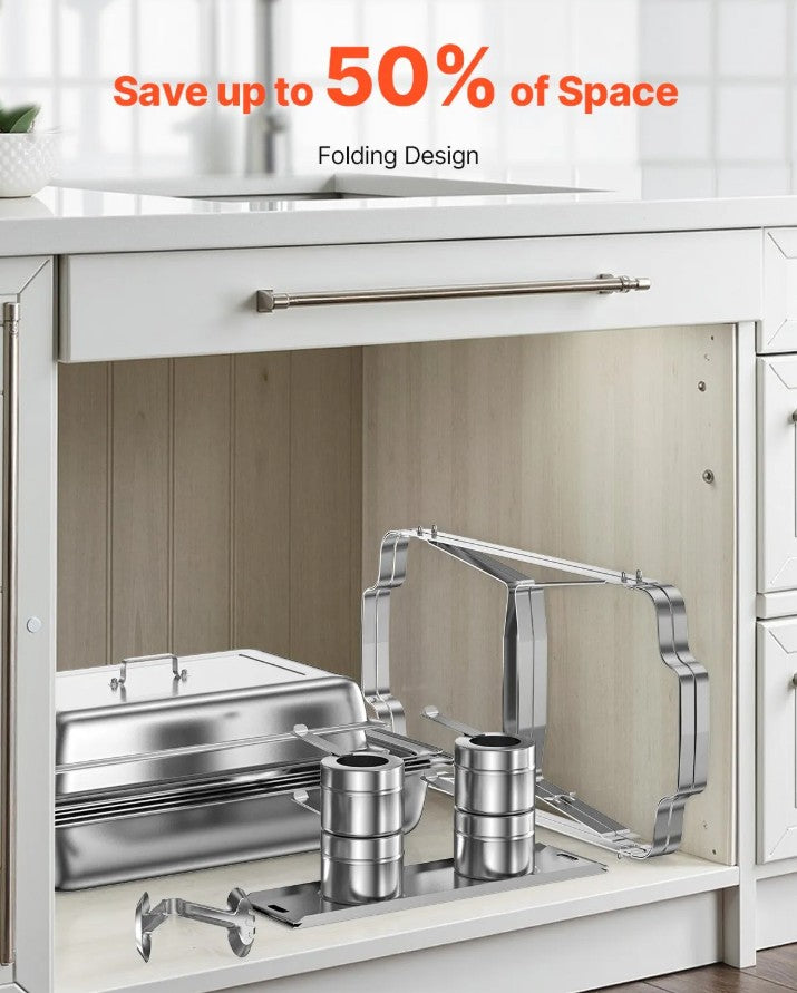 Vevor Chafing Dish Set 6-Pack 8 Qt Full-Size Stainless Steel Buffet Warmers New