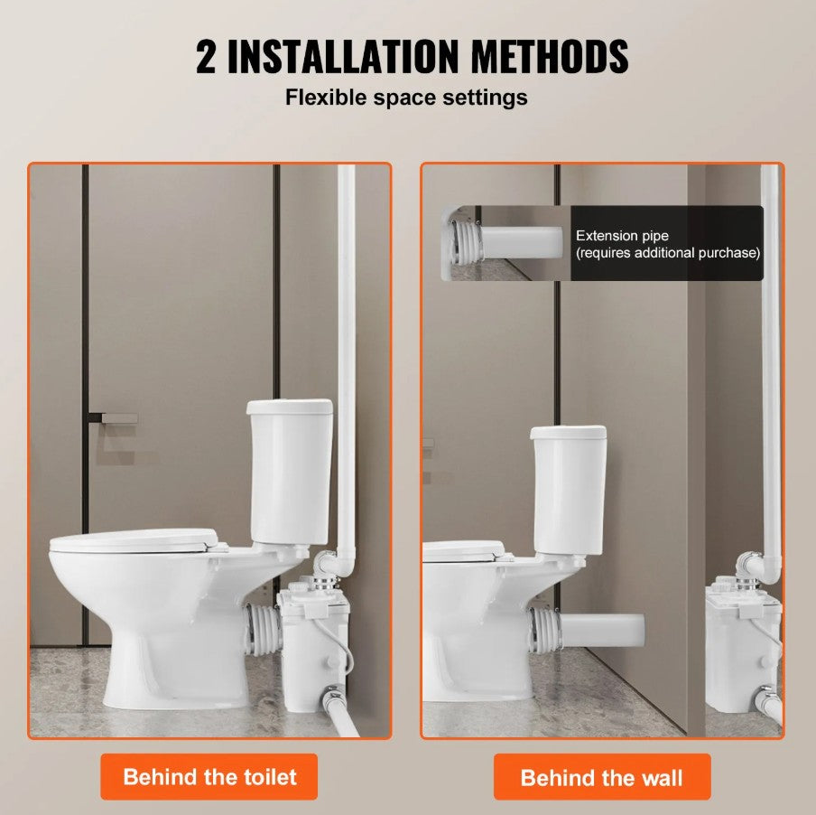 Vevor Upflush Macerating Toilet System with 800W Pump for Basement and Low-Drain Areas New