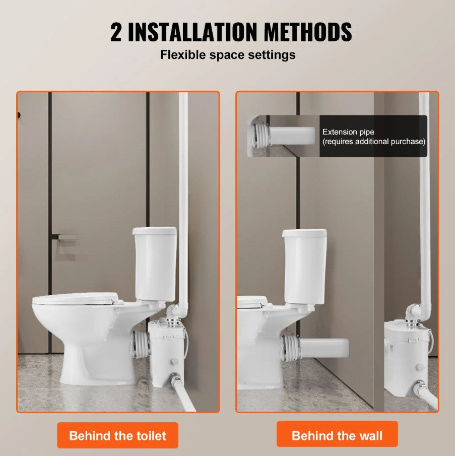 Vevor Upflush Macerating Toilet System with 700W Pump for Basement and Low-Drain Areas New