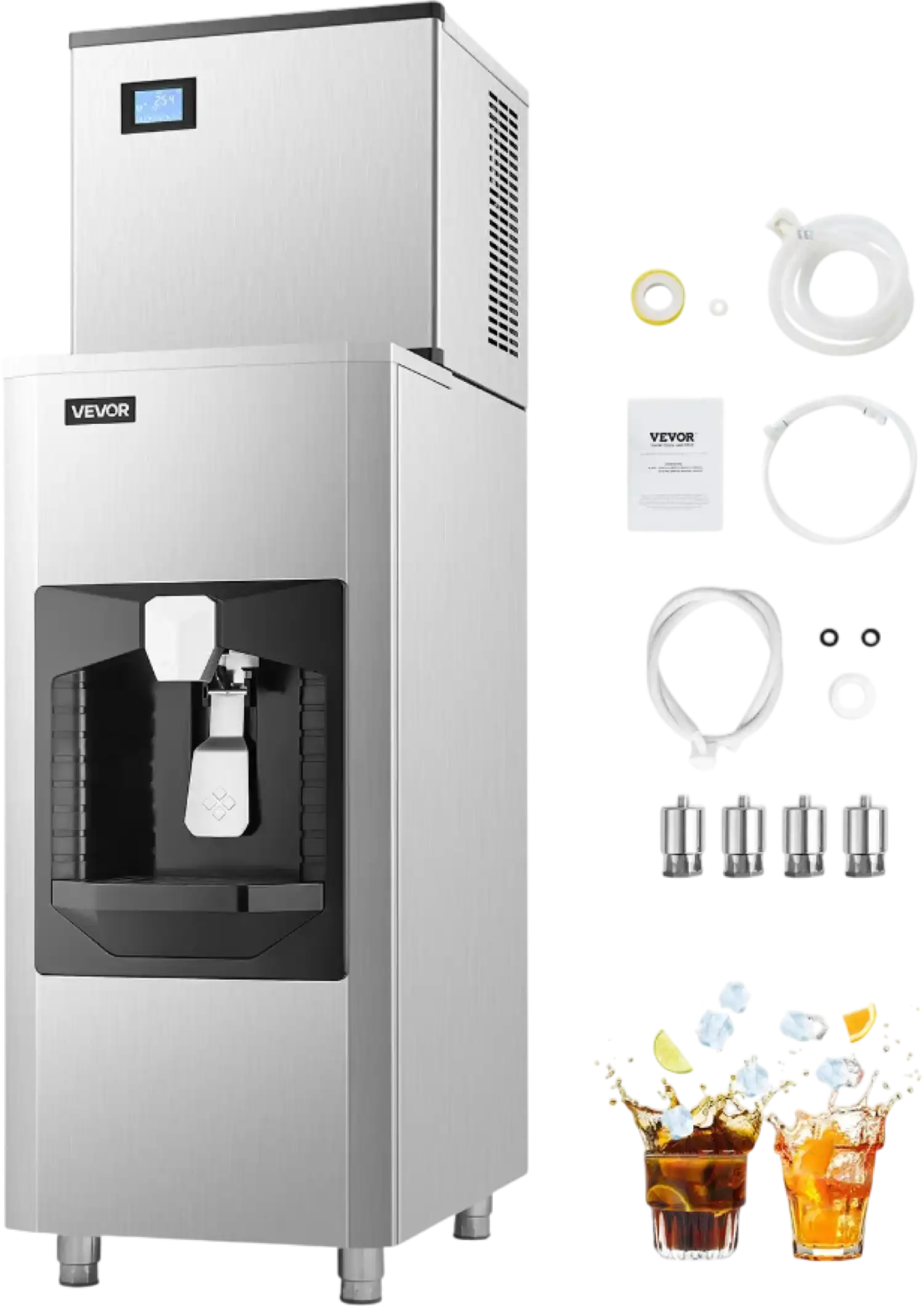 Vevor Commercial Ice Maker 300 Lbs/Day 180 Lbs Storage Bin Self-Cleaning New