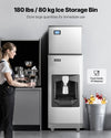 Vevor Commercial Ice Maker 300 Lbs/Day 180 Lbs Storage Bin Self-Cleaning New