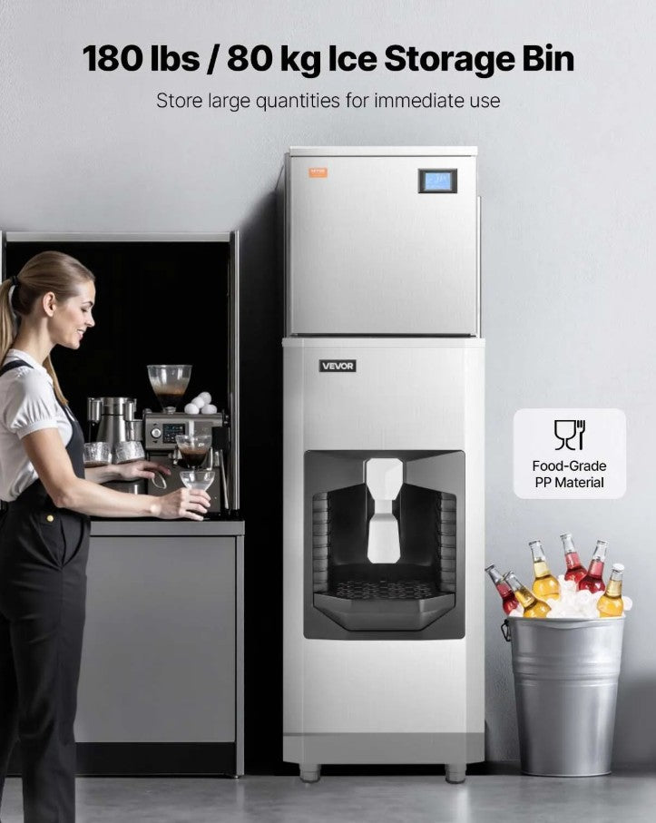 Vevor Commercial Ice Maker 440 Lbs/Day with 180 Lbs Bin and Auto Dispenser New