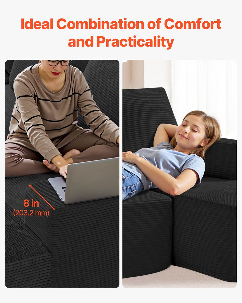 Vevor Modular Sectional Sofa U-Shaped with High Rebound Foam and 1200 Lbs Capacity New