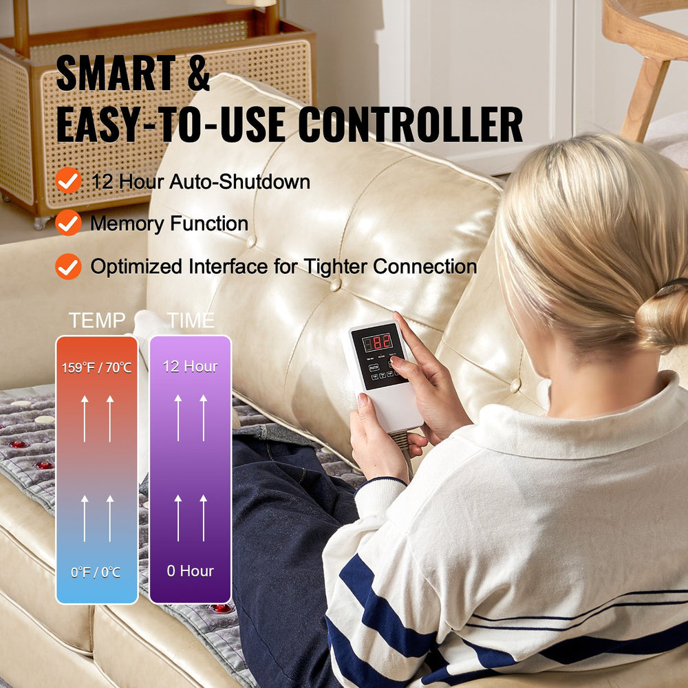 Vevor Far Infrared Heating Pad 60" x 24" Jade Tourmaline Amethyst 660nm Red Light Therapy New