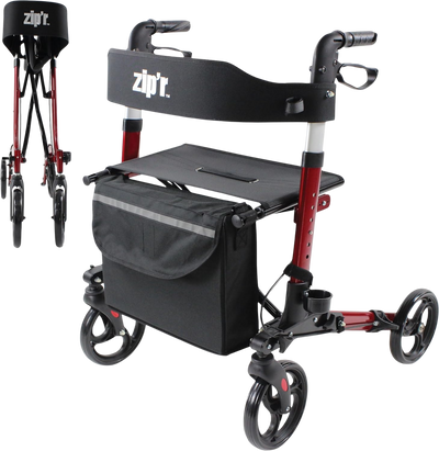 Zip’r Pioneer Rollator Walker with Seat and Storage 300 Lbs Capacity for 4'9
