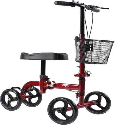 Zip'r Pathfinder Knee Scooter with Basket 300 Lbs Capacity for 4'9