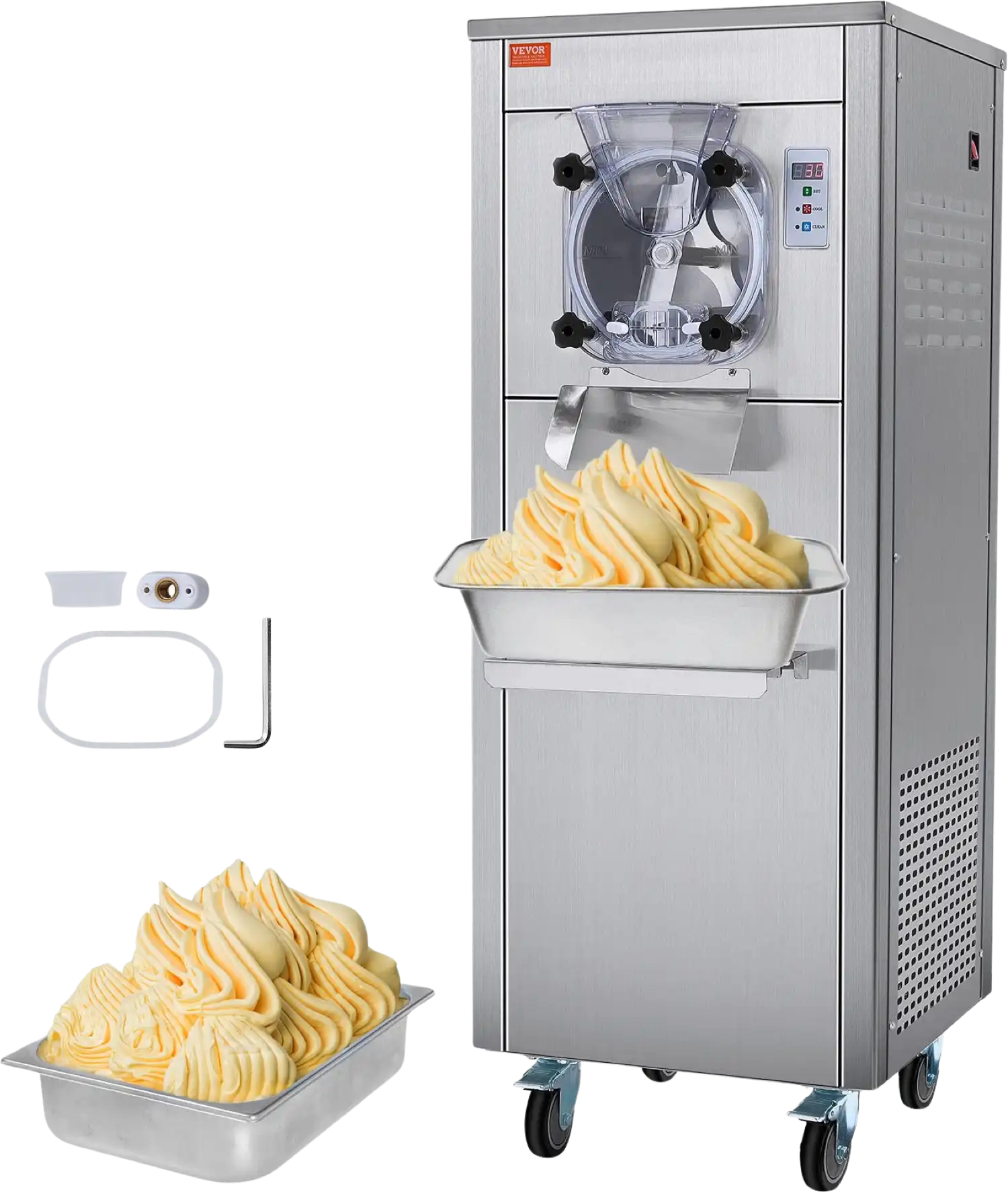 Vevor Ice Cream Machine 4.9-7.6 Gal per Hour Single Flavor Hard Serve LED Display Auto Clean 1780W New