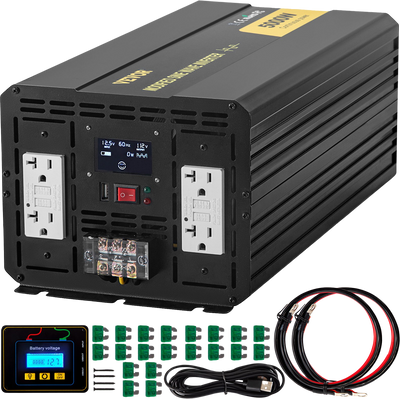Vevor Power Inverter 5000W Modified Sine Wave Inverter DC 12V to AC 110V with LCD Display and Remote Controller New