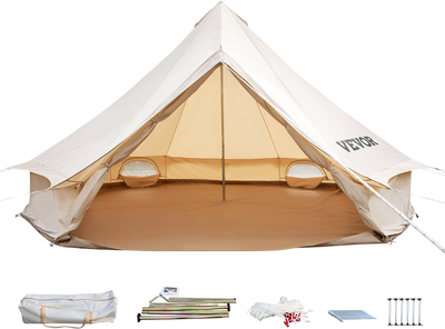 Vevor Bell Tent 9.8 ft/3m Yurt Cotton Canvas Waterproof With Stove Jack For 3-5 People 4 Seasons New