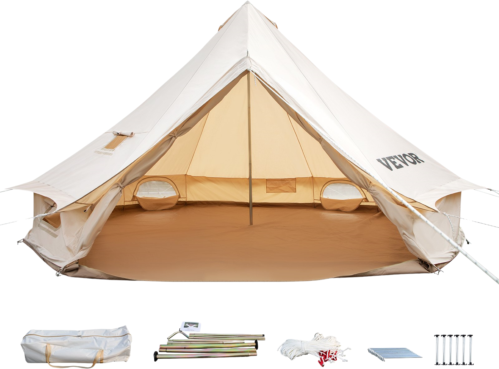 Vevor Bell Tent 19 ft/6m Yurt Cotton Canvas Waterproof With Stove Jack For 10-12 People 4 Seasons New