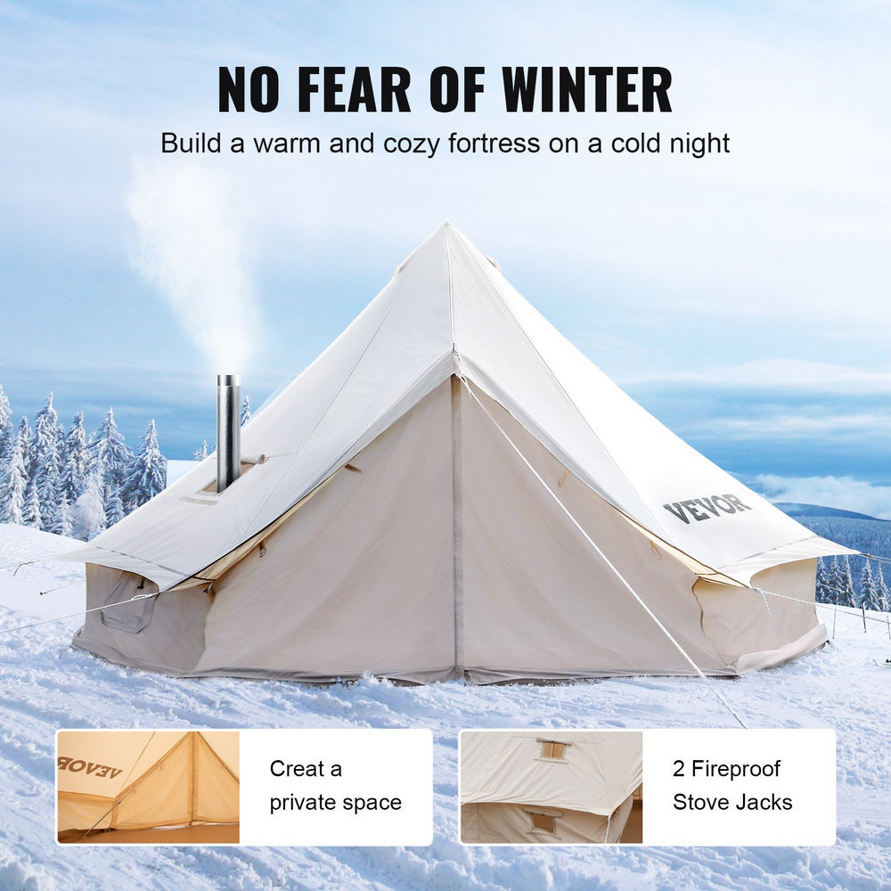 Vevor Bell Tent 23 ft/7m Yurt Cotton Canvas Waterproof With Stove Jack For 12 Or More People 4 Seasons New