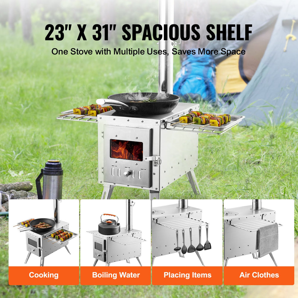 VEVOR 86 in. Stainless Steel Camping Tent Stove