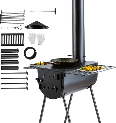 wood stove for tent Wood Stove, 118 inch, Alloy Steel Camping Tent Stove, Portable Wood Burning Stove with Chimney Pipes & Gloves, 3000in³Firebox Hot Tent Stove for