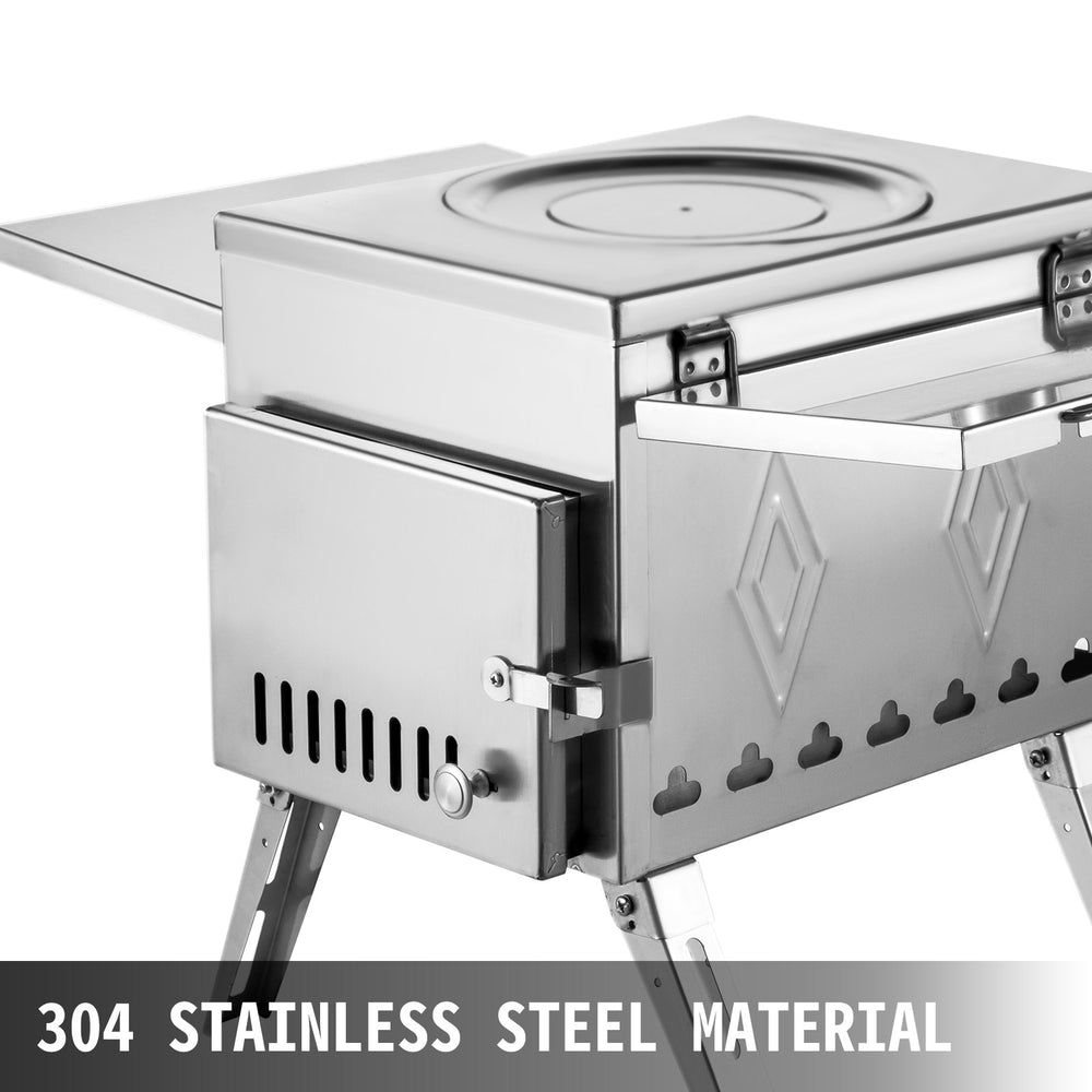 Vevor Tent Wood Stove 113" Stainless Steel Wood-Burning Stove with 1500 Cu. In. Firebox and Folding Pipe New