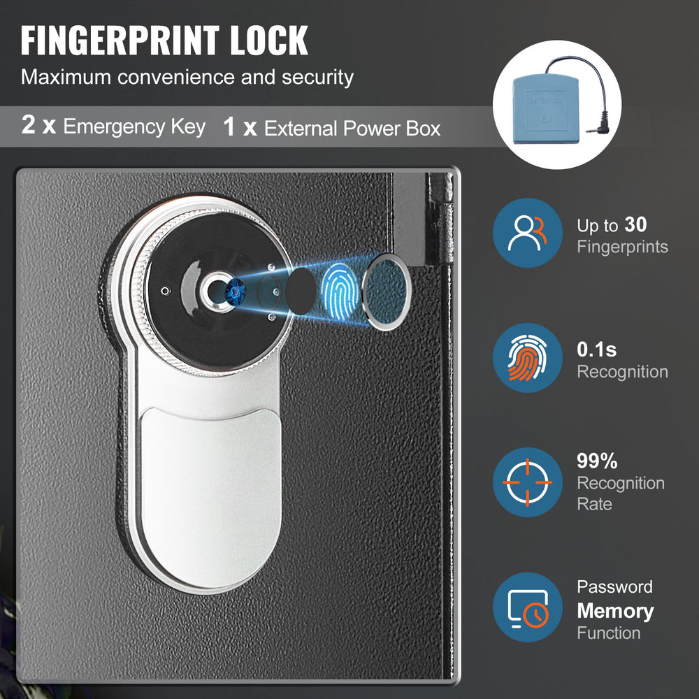Vevor Gun Safe 5 Rifles Cabinet with Fingerprint Lock Digital Keypad Removable Shelf and Pistol Rack New