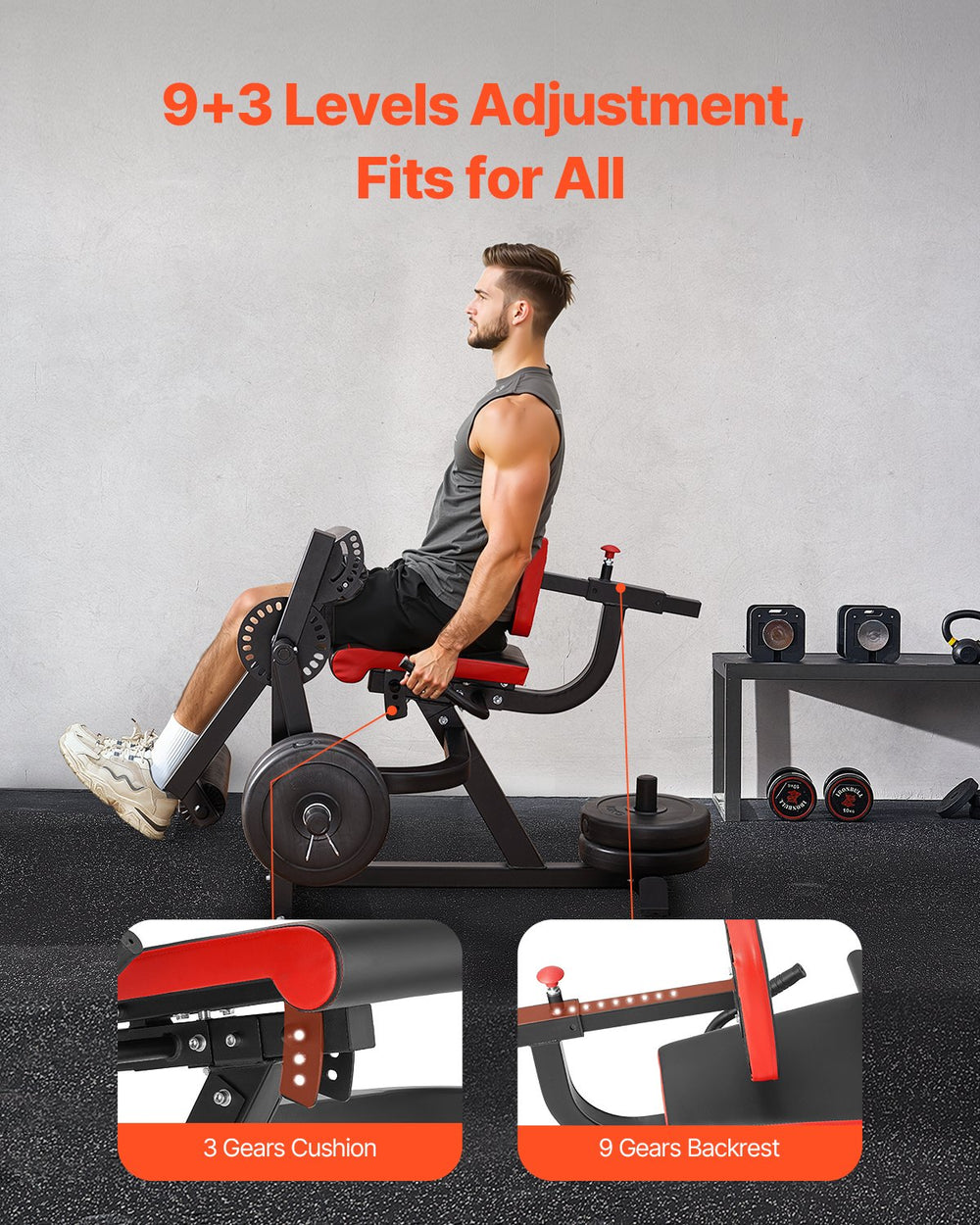 Vevor Leg Extension and Curl Machine 700 Lbs Capacity Adjustable Lower Body Workout Bench New