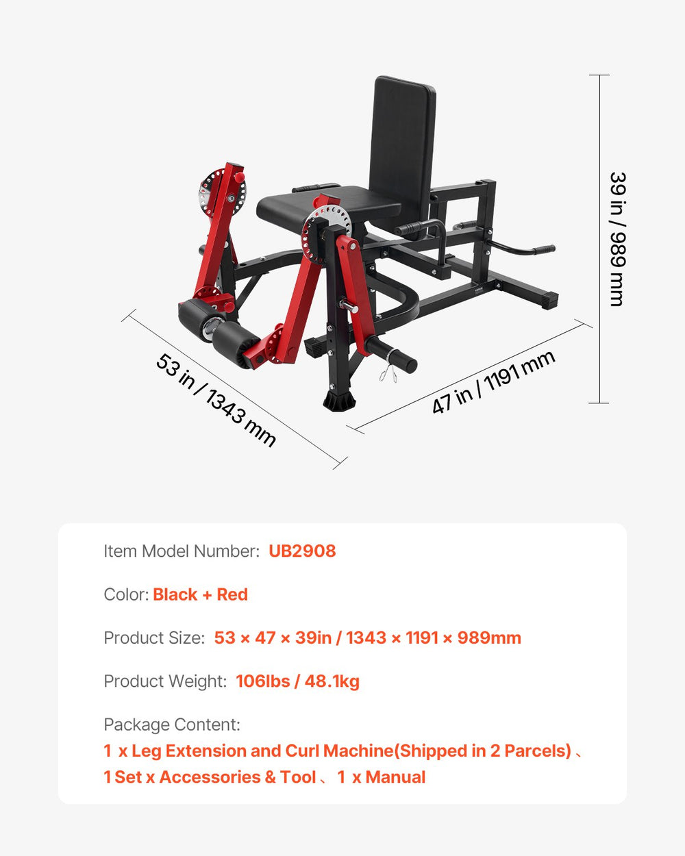 Vevor Leg Extension Curl Machine 700 Lbs Adjustable Seated Workout Bench for Thigh and Hamstring New