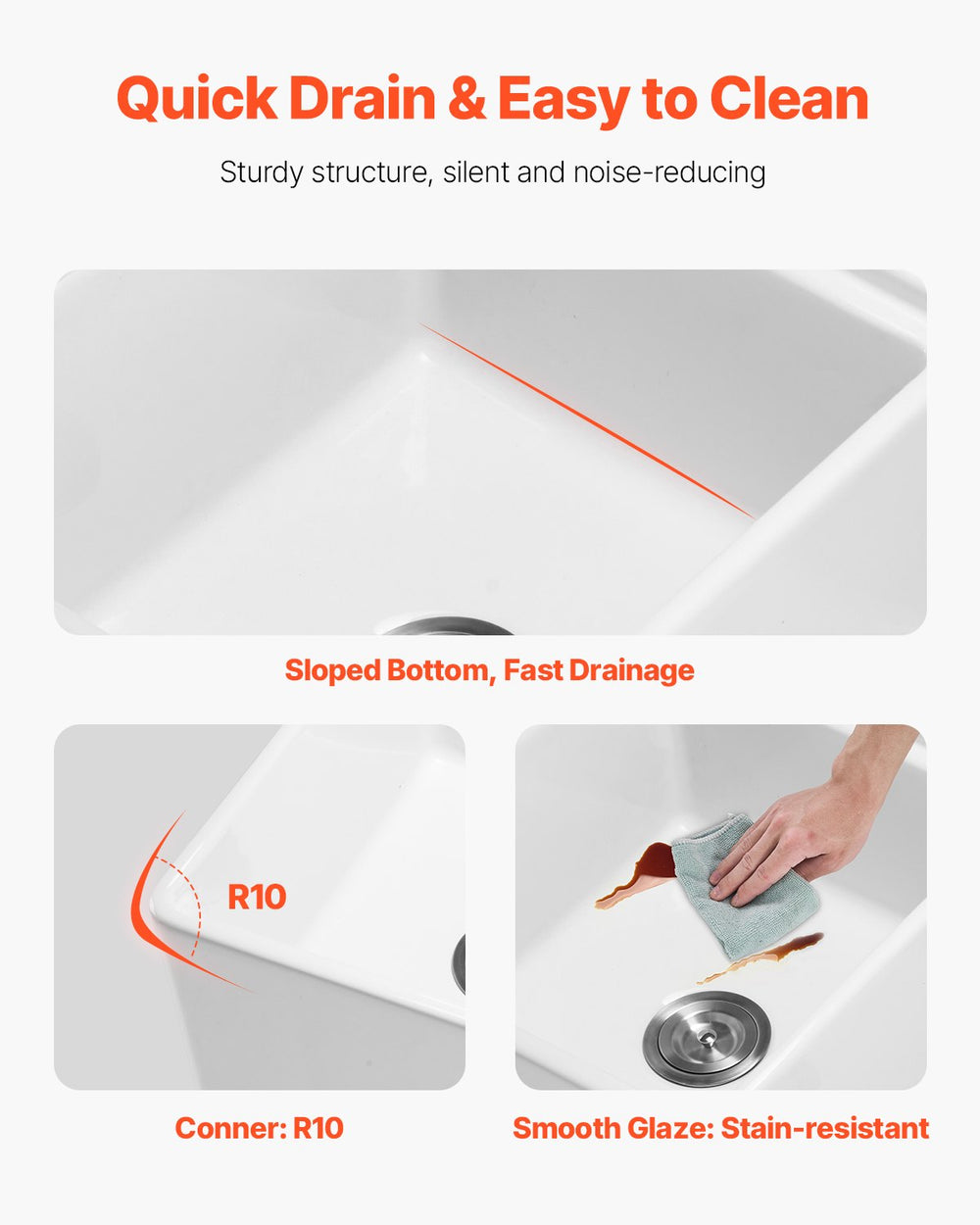 Vevor Farmhouse Sink 33" x 20" Undermount Fireclay Double Bowl White New