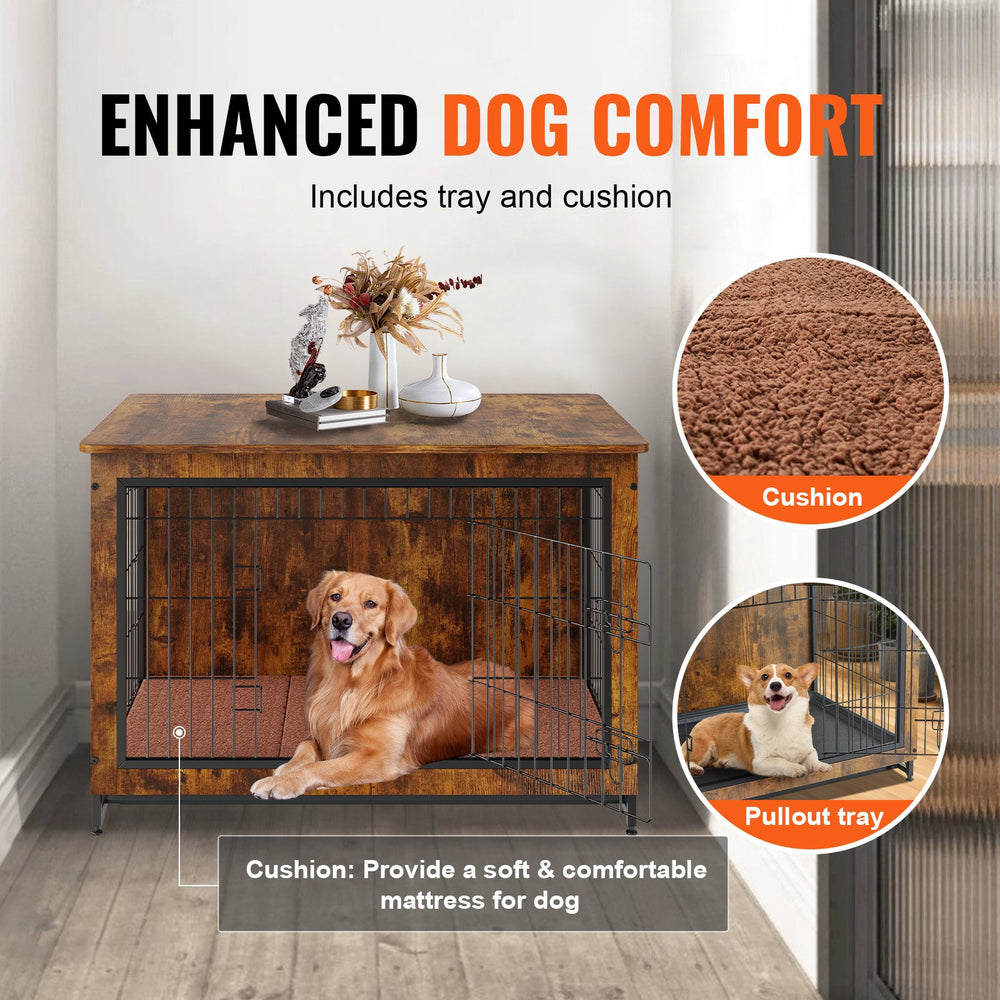 Comfort Cushion Carolina Dog Crate Company Vevor Dog Crate Furniture Style Wooden Crate With Double