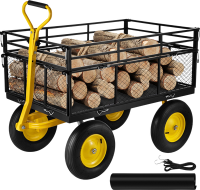 Vevor Garden Cart Heavy Duty Utility Wagon 1400 lbs Capacity 2-in-1 Handle Mesh Removable Sides New
