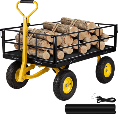 Vevor Garden Cart Heavy Duty Utility Wagon 1200 lbs Capacity 2-in-1 Handle Removable Sides New