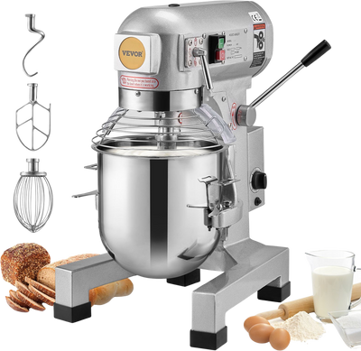 Vevor Food Mixer 10 Qt 550W Adjustable 3-Speed Heavy Duty Commercial Stainless Steel New