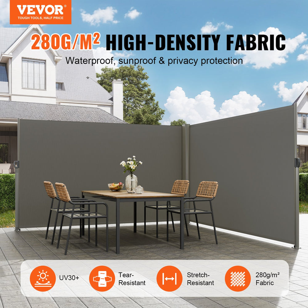 Vevor Retractable Side Awning 236" x 71" Waterproof Patio Privacy Screen and Divider Gray New