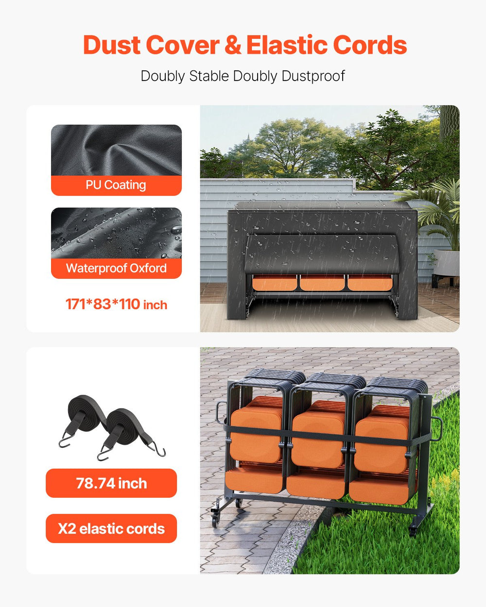 Vevor Folding Chair Rack Cart 400 Lbs Capacity Holds 42 Chairs or 12 Tables New